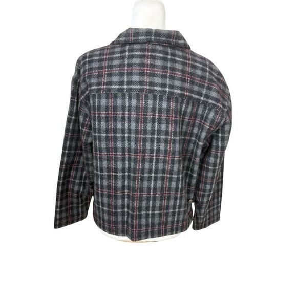 Fashion Bug Jacket Womens Size M Gray Wool Windowpane Plaid‎ Y2K Clueless Preppy - Picture 3 of 16